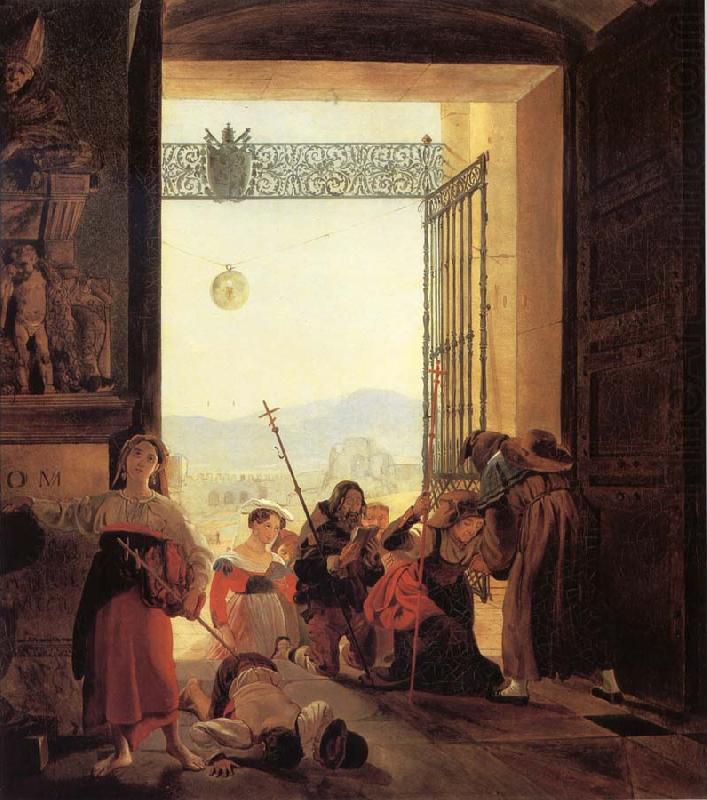 Pilgrims in the Roorway of The Lateran Basilica, Karl Briullov